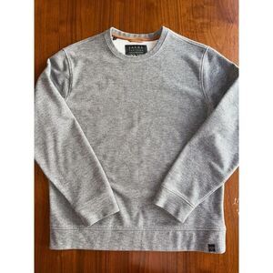 Jachs New York Men's Heathered Grey Textured Fleece Crewneck Sweater - Size L